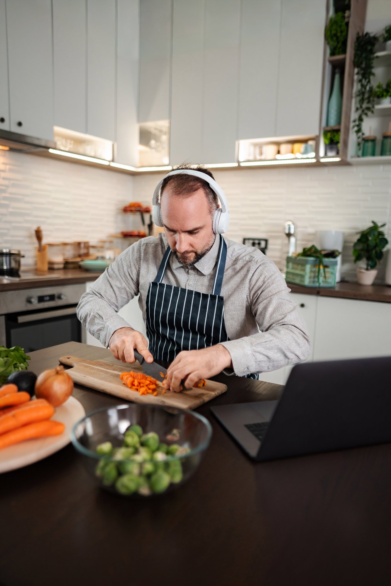 Chef teaching in a calm kitchen